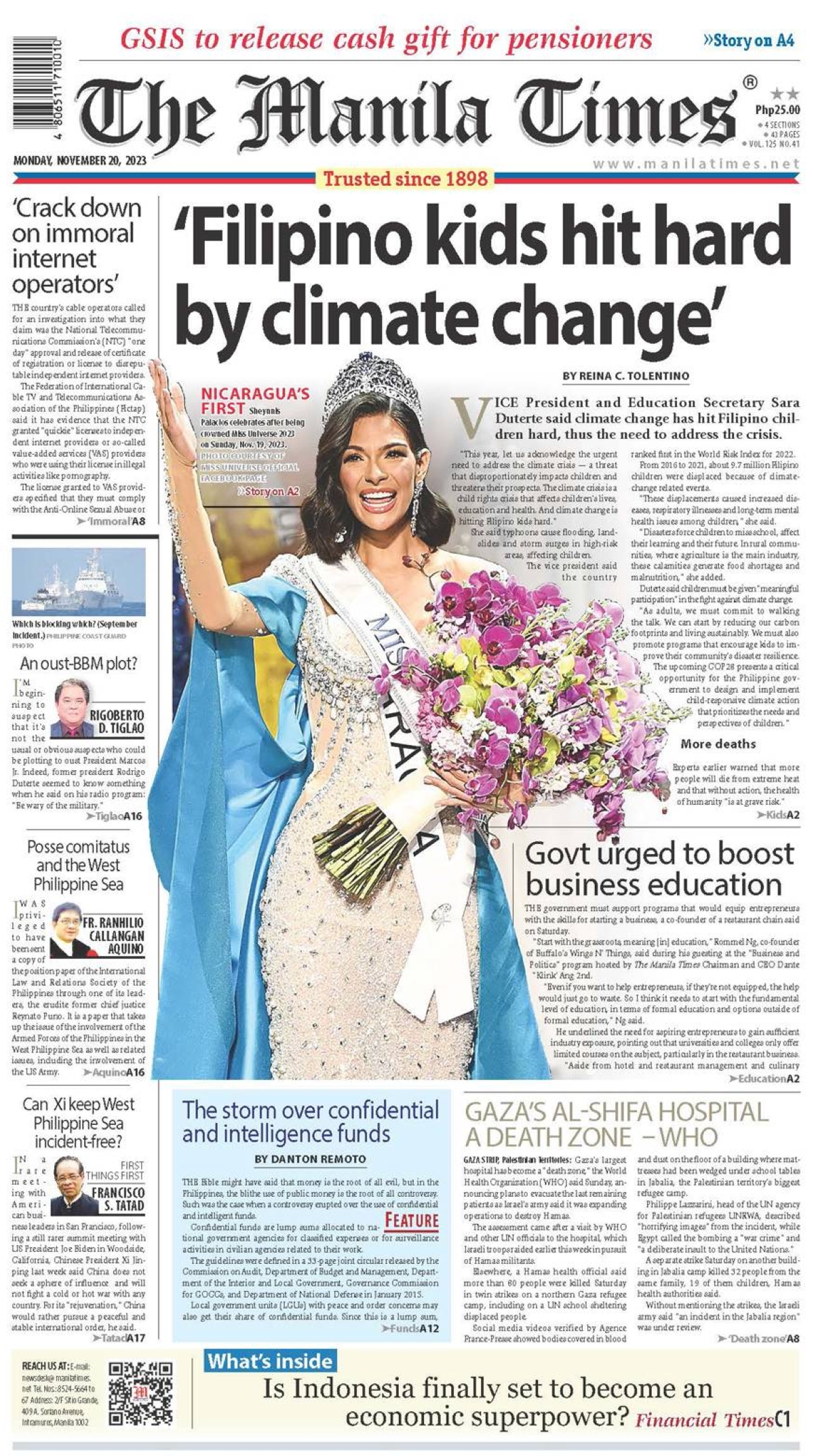 The Manila Times Front Page | November 20, 2023 | The Manila Times