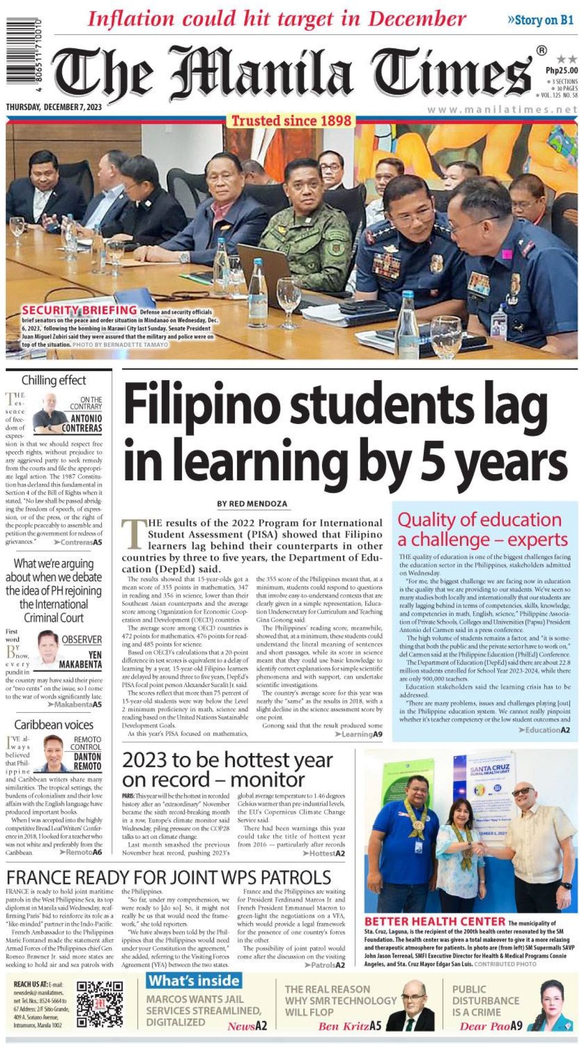 The Manila Times Front Page | December 7, 2023 | The Manila Times