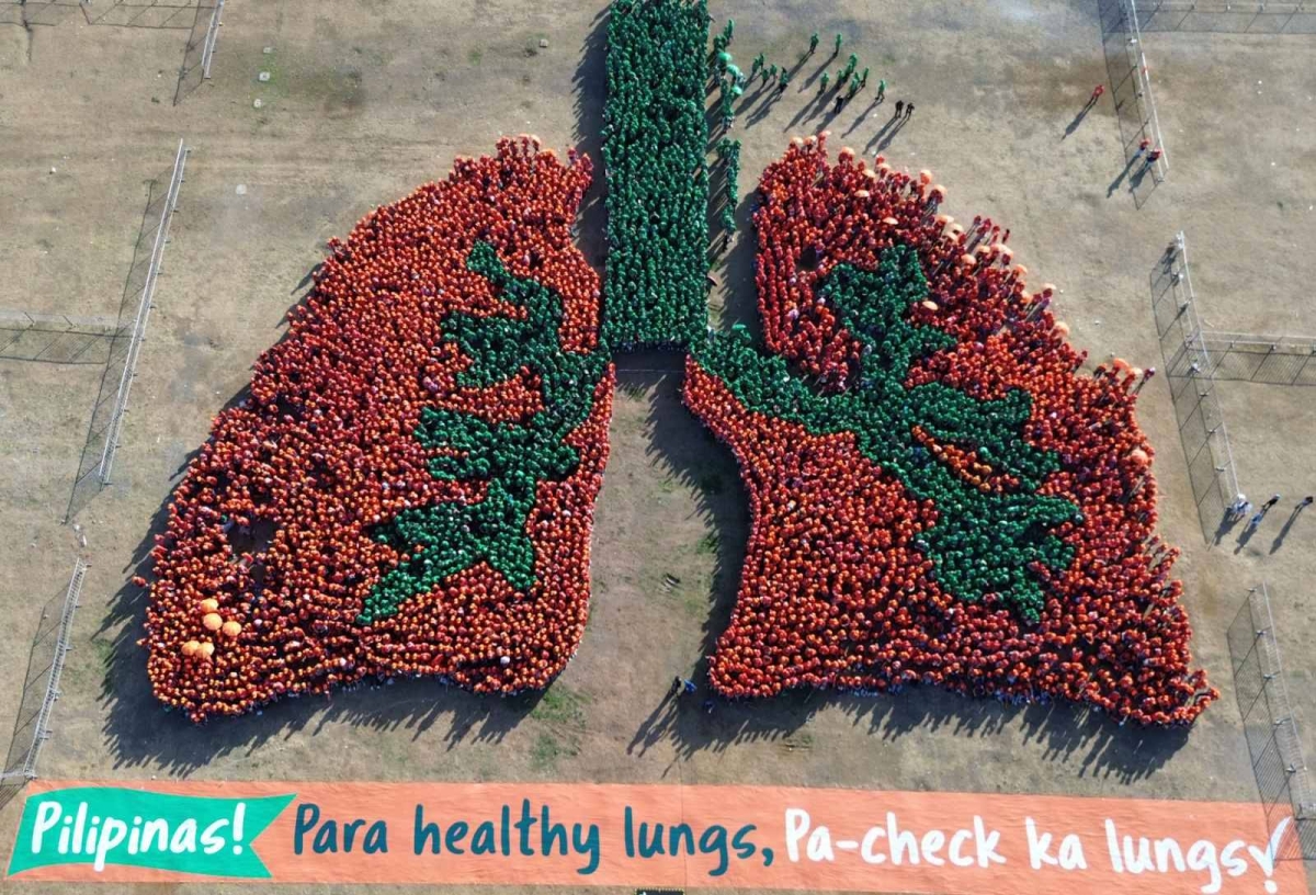 WORLD RECORD The Philippines sets a new Guinness record for the largest human lung formation previously held by India. A total of 5,596 people participated in the event in Manila on Saturday, March 16, 2024, coinciding with World Tuberculosis Day. CONTRIBUTED PHOTO