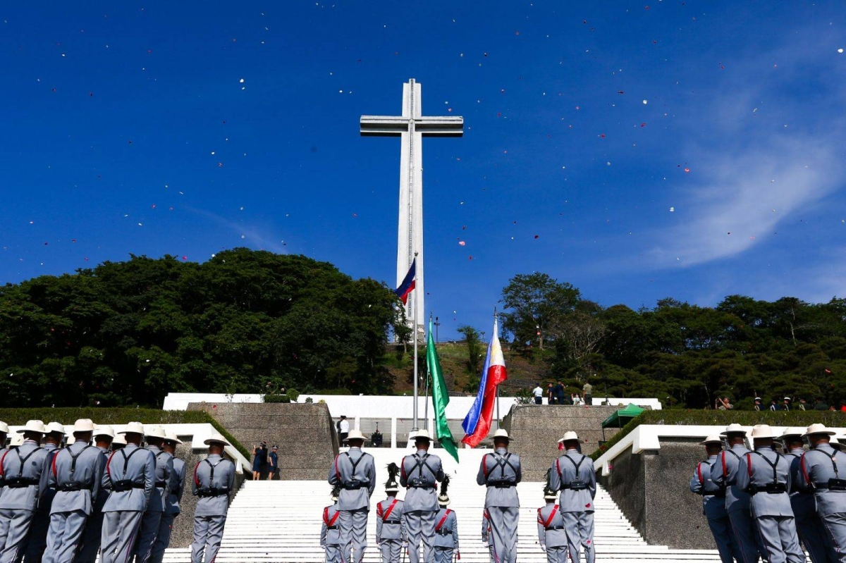 President Ferdinand Marcos Jr. troops the line during the 82nd Anniversary of the 'Araw ng Kagitingan' or Day of Valor with the theme 'Honoring Veterans for a United Filipino People' at the Mount Samat National Shrine in Bataan on Tuesday, April 9, 2024. The nation commemorates 'Araw ng Kagitingan' in remembrance of the 'Fall of Bataan,' when Filipino and American soldiers surrendered to the Japanese during World War II. NOEL B. PABALATE/PPA POOL
