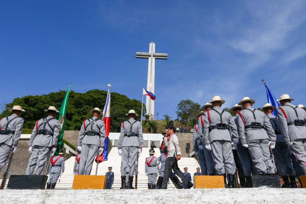 President Ferdinand Marcos Jr. troops the line during the 82nd Anniversary of the 'Araw ng Kagitingan' or Day of Valor with the theme 'Honoring Veterans for a United Filipino People' at the Mount Samat National Shrine in Bataan on Tuesday, April 9, 2024. The nation commemorates 'Araw ng Kagitingan' in remembrance of the 'Fall of Bataan,' when Filipino and American soldiers surrendered to the Japanese during World War II. NOEL B. PABALATE/PPA POOL
