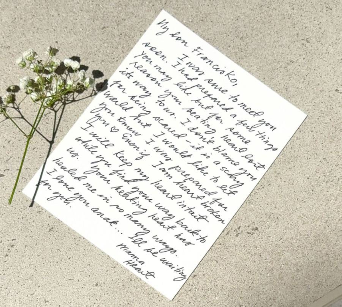 Heart’s letter to unborn son. PHOTO FROM INSTAGRAM