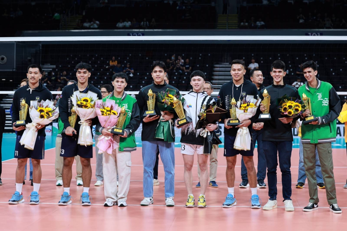 The UAAP Season 86 volleyball men's and women's individual awards are presented during the Game 2 finals at the Mall of Asia Arena in Pasay on Wednesday, May 15, 2024. PHOTOS BY RIO DELUVIO