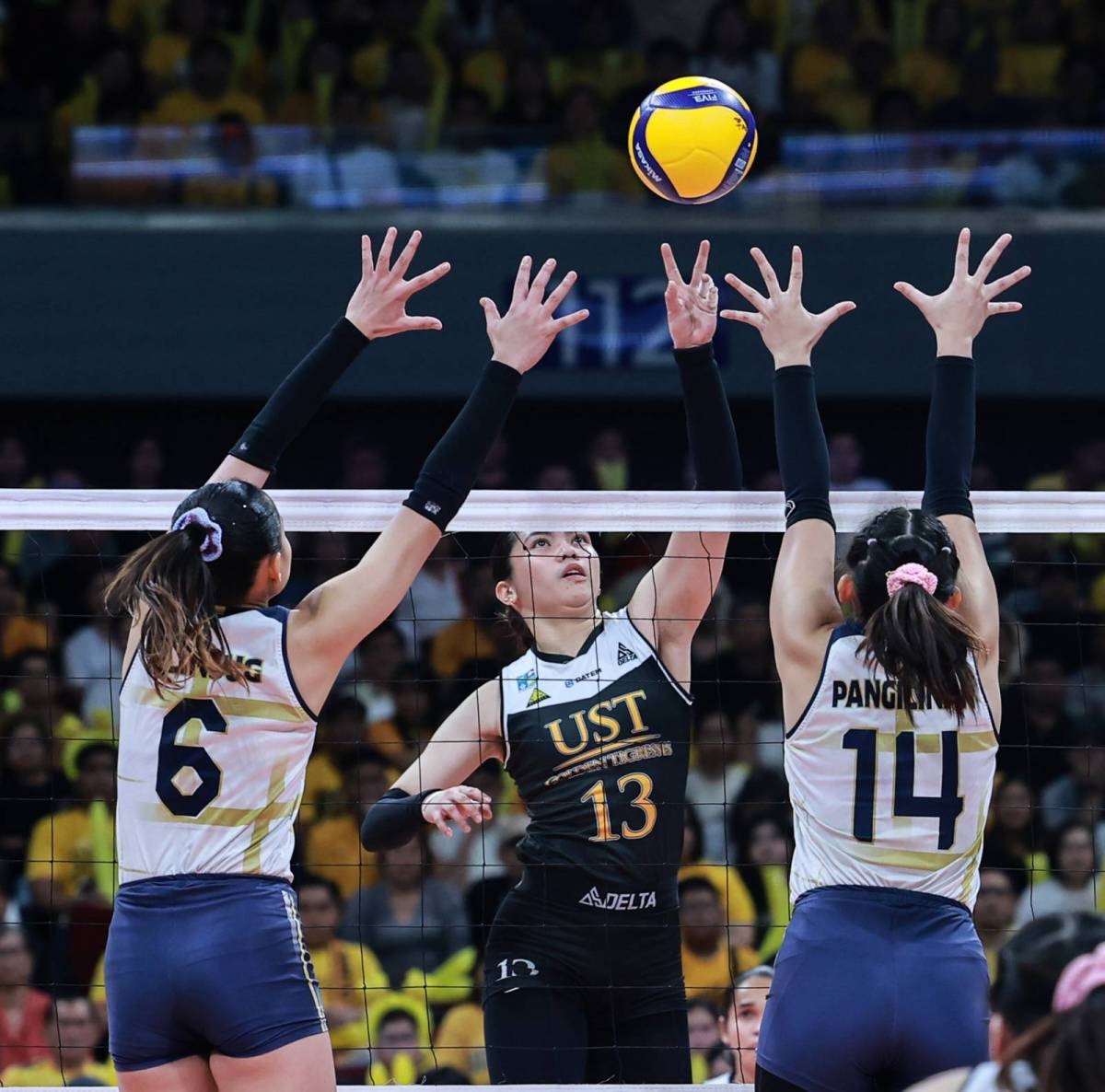 It's a double celebration for National University as its men and women's volleyball teams emerged champions in UAAP 86 at the Mall of Asia Arena on Wednesday, May 15, 2024. The Lady Bulldogs finished off the UST Golden Tigresses in four sets, 25-23, 23-25, 27-25, 25-16, in the Game 2 of the Finals while the men completed a four-peat against their foes from the same school also in four sets, 25-21, 22-25, 25-17, 25-15 in Game 2, to become the second team in the Final Four era to win four straight crowns. PHOTOS BY RIO DELUVIO
