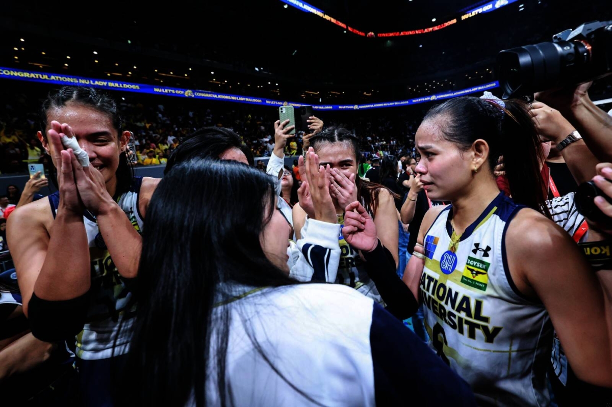 It's a double celebration for National University as its men and women's volleyball teams emerged champions in UAAP 86 at the Mall of Asia Arena on Wednesday, May 15, 2024. The Lady Bulldogs finished off the UST Golden Tigresses in four sets, 25-23, 23-25, 27-25, 25-16, in the Game 2 of the Finals while the men completed a four-peat against their foes from the same school also in four sets, 25-21, 22-25, 25-17, 25-15 in Game 2, to become the second team in the Final Four era to win four straight crowns. PHOTOS BY RIO DELUVIO
