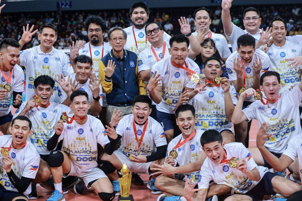 It's a double celebration for National University as its men and women's volleyball teams emerged champions in UAAP 86 at the Mall of Asia Arena on Wednesday, May 15, 2024. The Lady Bulldogs finished off the UST Golden Tigresses in four sets, 25-23, 23-25, 27-25, 25-16, in the Game 2 of the Finals while the men completed a four-peat against their foes from the same school also in four sets, 25-21, 22-25, 25-17, 25-15 in Game 2, to become the second team in the Final Four era to win four straight crowns. PHOTOS BY RIO DELUVIO
