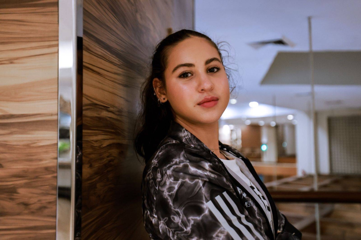 Paris Olympics-bound gymnast Levi Jung-Ruivivar strikes a pose in this interview with The Manila Times at a hotel in Manila on May 30, 2024. The Filipino-American arrived in the Philippines for a brief visit on May 28 and left for Los Angeles on May 31. PHOTO BY RIO DELUVIO