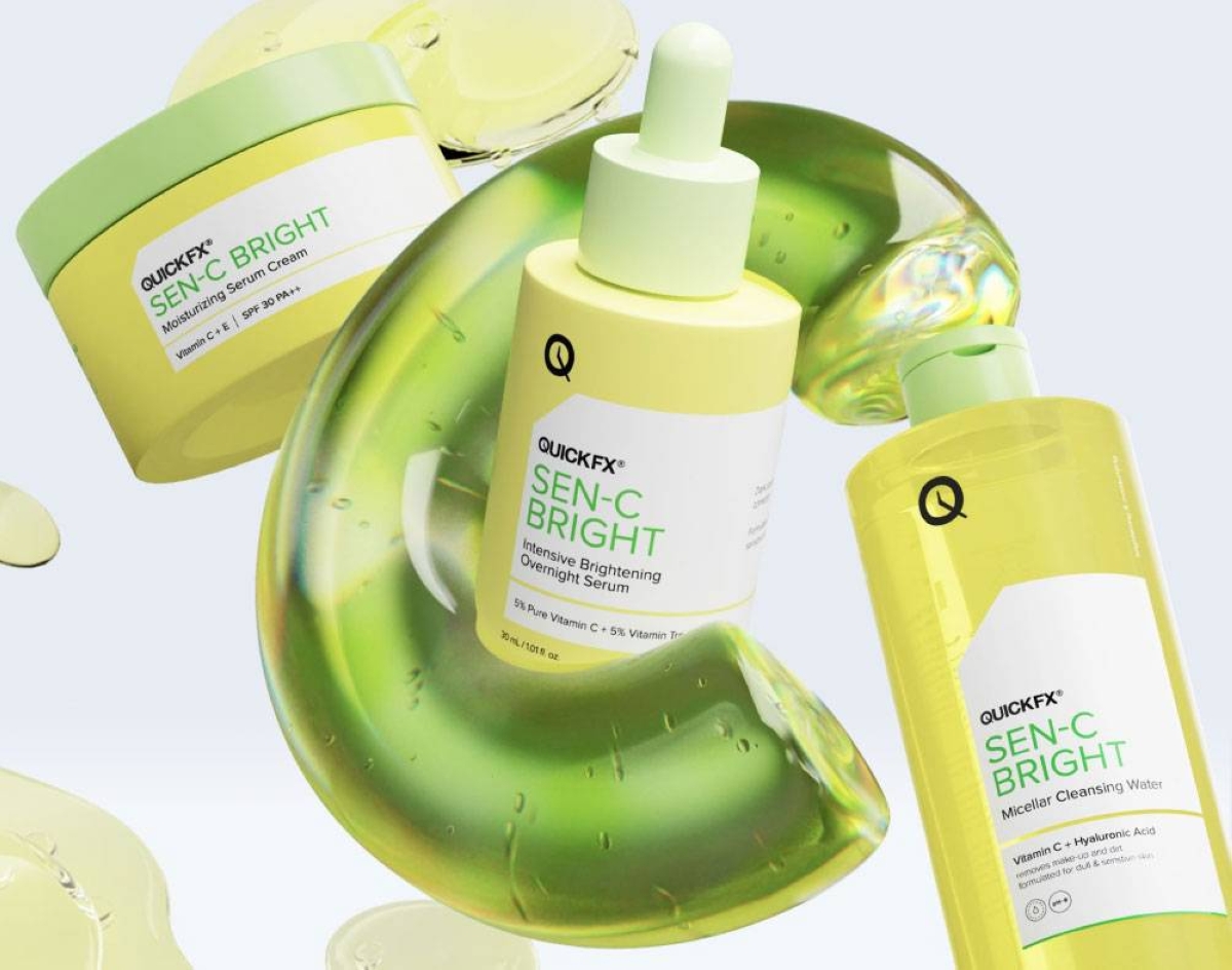 Quickfx’s new Sen-C Bright line is specifically formulated for sensitive skin.