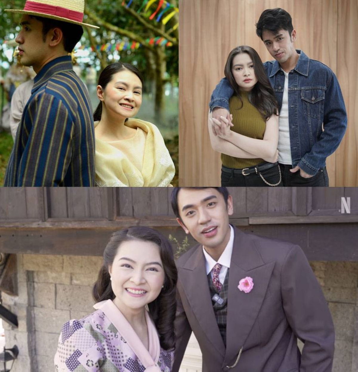 (Clockwise from top left) As Fidel and Clara in ‘Maria Clara at Ibarra,’ Monique and Carding in the TV adaptation of ‘Maging Sino Ka Man,’ and Adelina and Hiroshi in ‘Pulang Araw’ which drops on Netflix today.