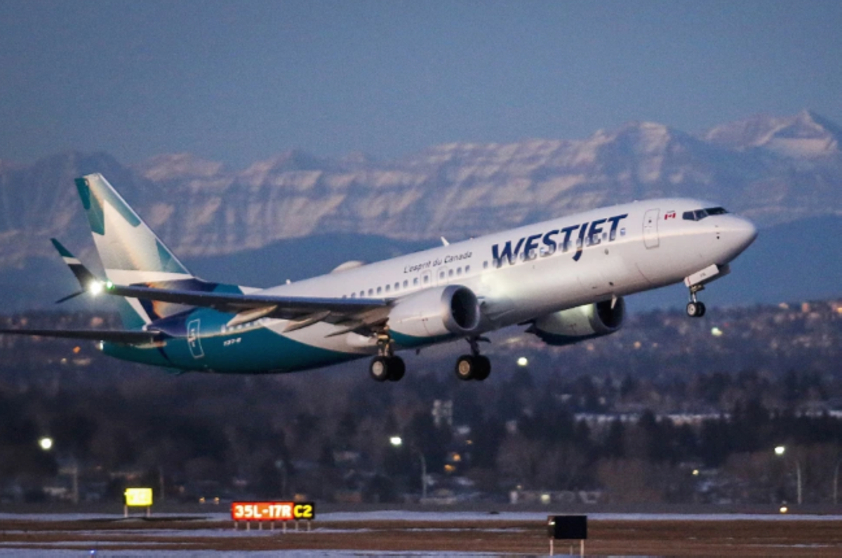 A WestJet airplane takes off in Calgary, Alberta, on Jan. 21, 2024. AP PHOTO