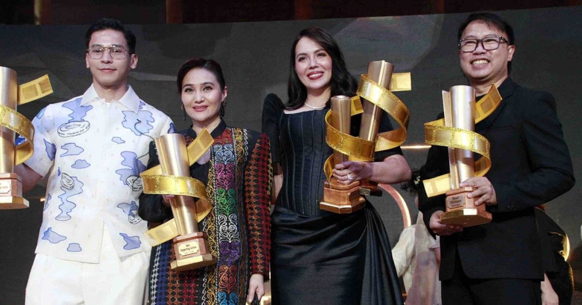 Big winners (mula sa kaliwa) The Eddys 2024 Best Supporting Actor Enchong Dee, Best Supporting Actress Gladys Reyes, Best Actress Julia Montes and director Perci Intalan representing Best Director Jun Robles Lana