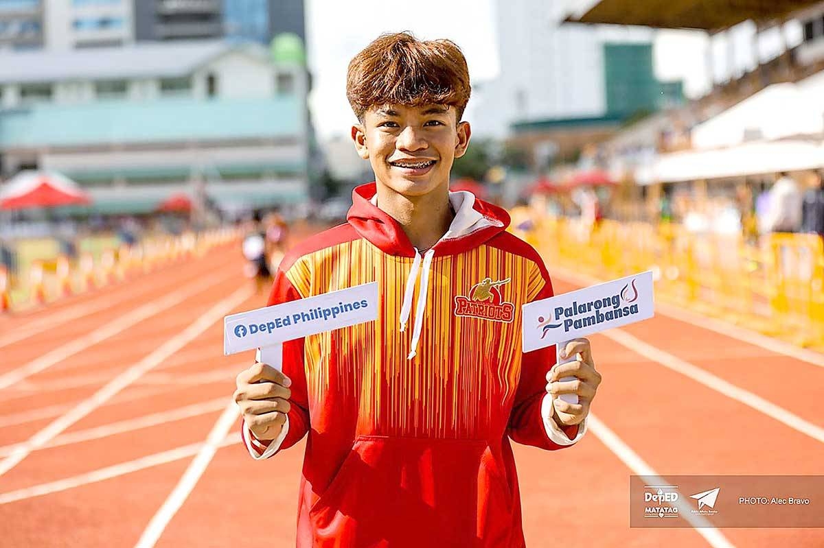 Jyane Kurt Cantor of Central Luzon sets a new Palarong Pambansa record in long jump for elementary boys on July 11, 2024. DEPED PHOTO