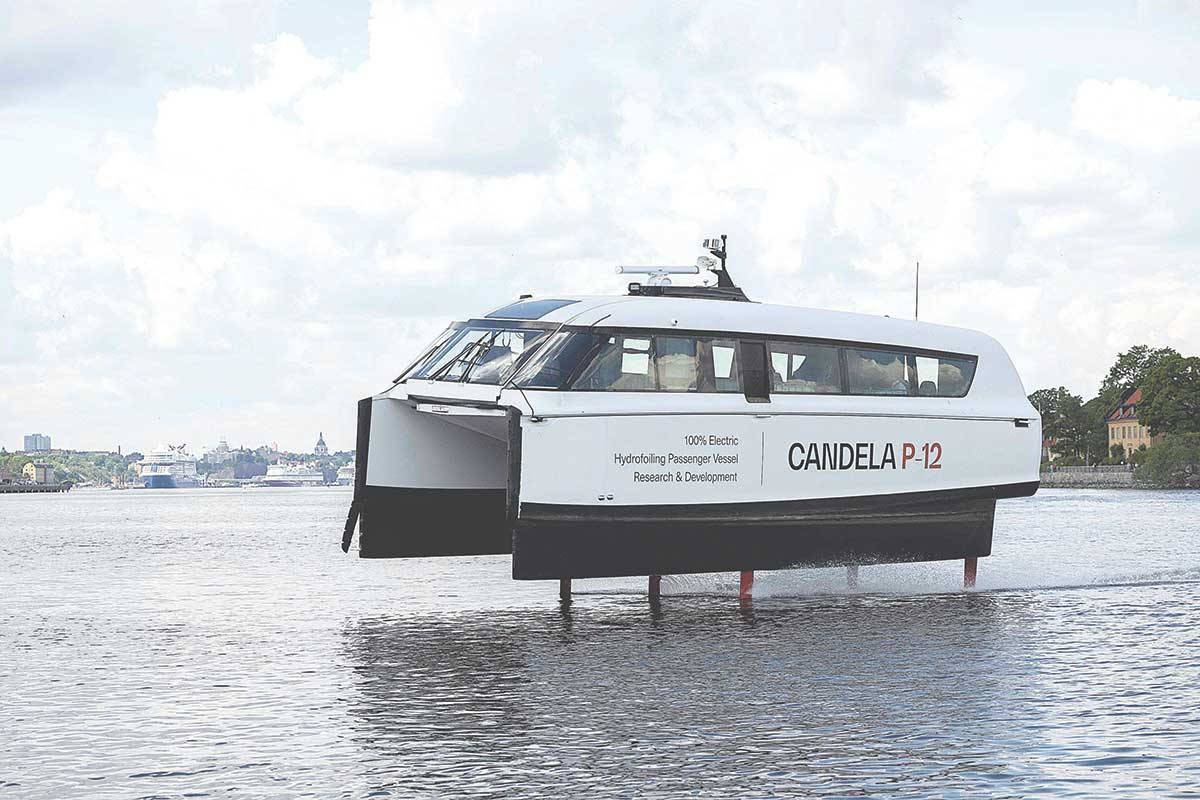 IT FLIES This photo taken on June 3, 2024, shows the Candela P-12 electric ferry, which is planned to be run as a shuttle boat, in Stockholm, Sweden. AFP PHOTO