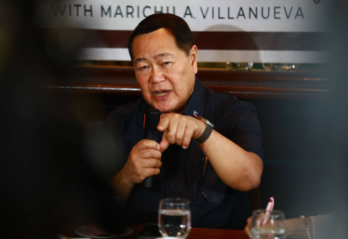 Retired Supreme Court Associate Justice Antonio Carpio and Philippine Coast Guard Commodore Jay Tarriela, spokesman on the West Philippine Sea, answer media questions on the arbitral ruling, eight years after, at the weekly 'Kapihan sa Manila Bay,' on July 17, 2024. PHOTO BY MIKE ALQUINTO