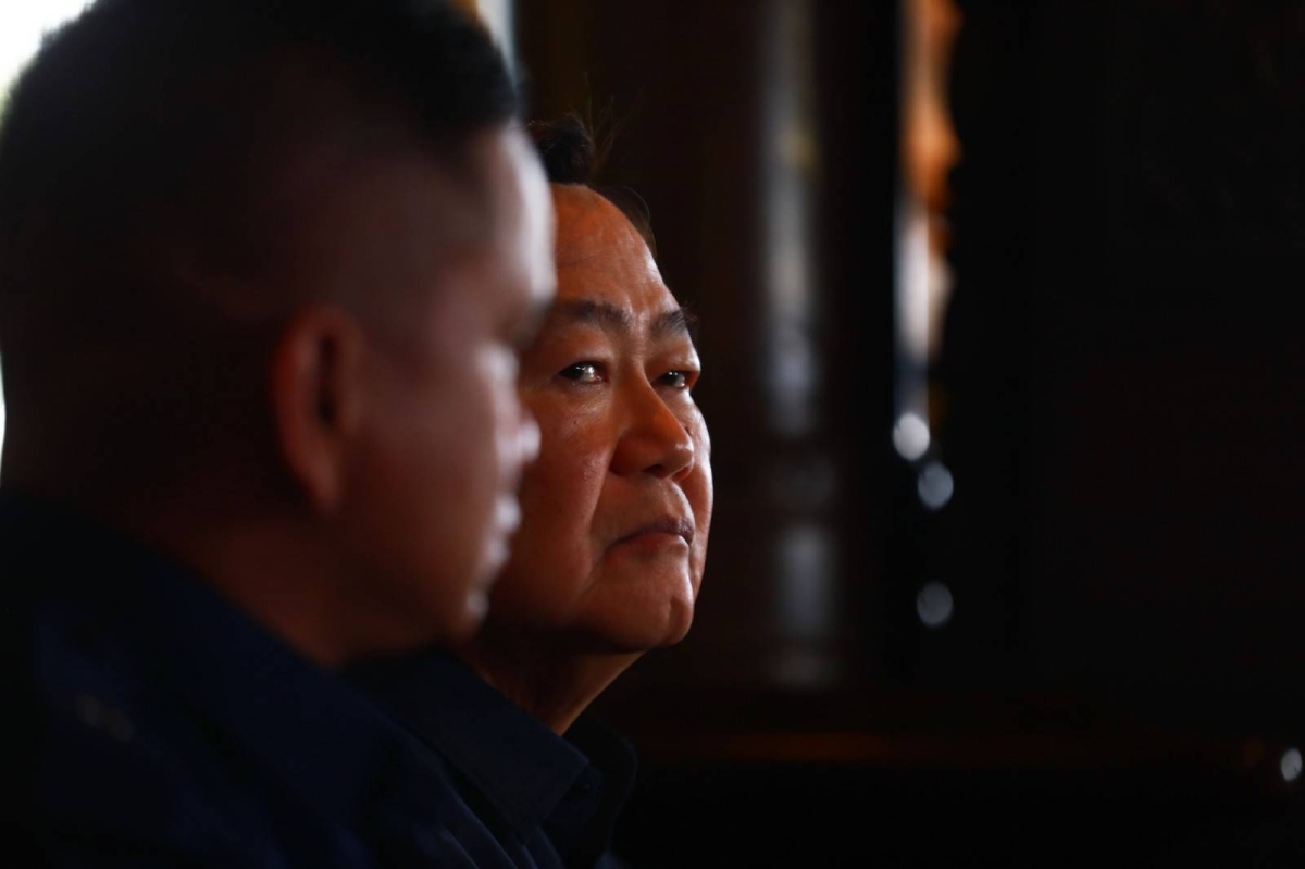 Retired Supreme Court Associate Justice Antonio Carpio and Philippine Coast Guard Commodore Jay Tarriela, spokesman on the West Philippine Sea, answer media questions on the arbitral ruling, eight years after, at the weekly 'Kapihan sa Manila Bay,' on July 17, 2024. PHOTO BY MIKE ALQUINTO