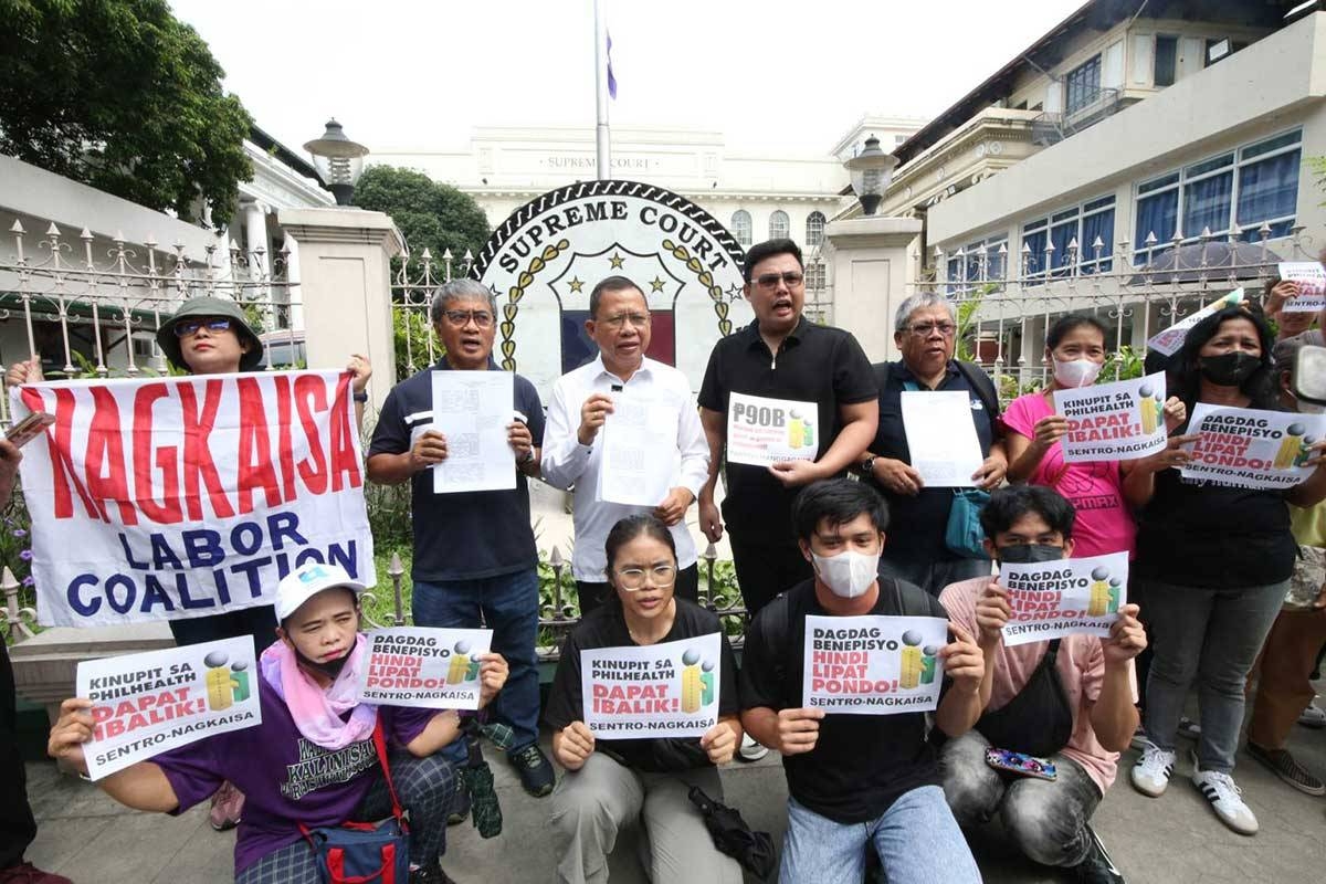 The labor leaders filed a petition for intervention in the transfer of Philhealth funds to the Supreme Court in Manila. This is in support of the earlier petition questioning the legality of the DOF's diversion of the ₱90B Philhealth fund for other uses. PHOTO BY RENE H DILAN