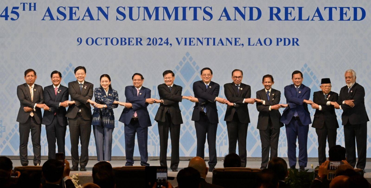 President Ferdinand Marcos Jr. and first lady Liza Araneta-Marcos attend the opening ceremony of the 44th and 45th Asean Summit in Laos on Oct. 9, 2024. PHOTO BY REVOLI S. CORTEZ/PPA POOL
