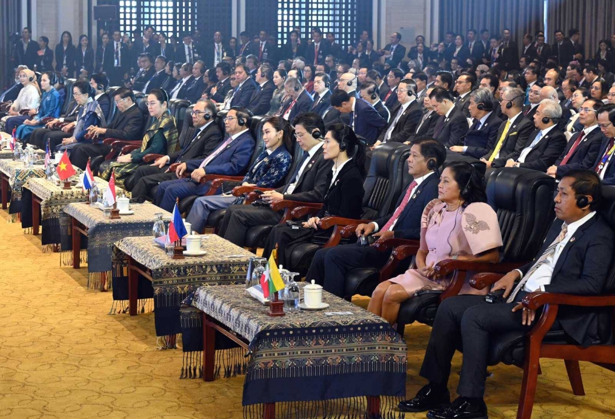 President Ferdinand Marcos Jr. and first lady Liza Araneta-Marcos attend the opening ceremony of the 44th and 45th Asean Summit in Laos on Oct. 9, 2024. PHOTO BY REVOLI S. CORTEZ/PPA POOL
