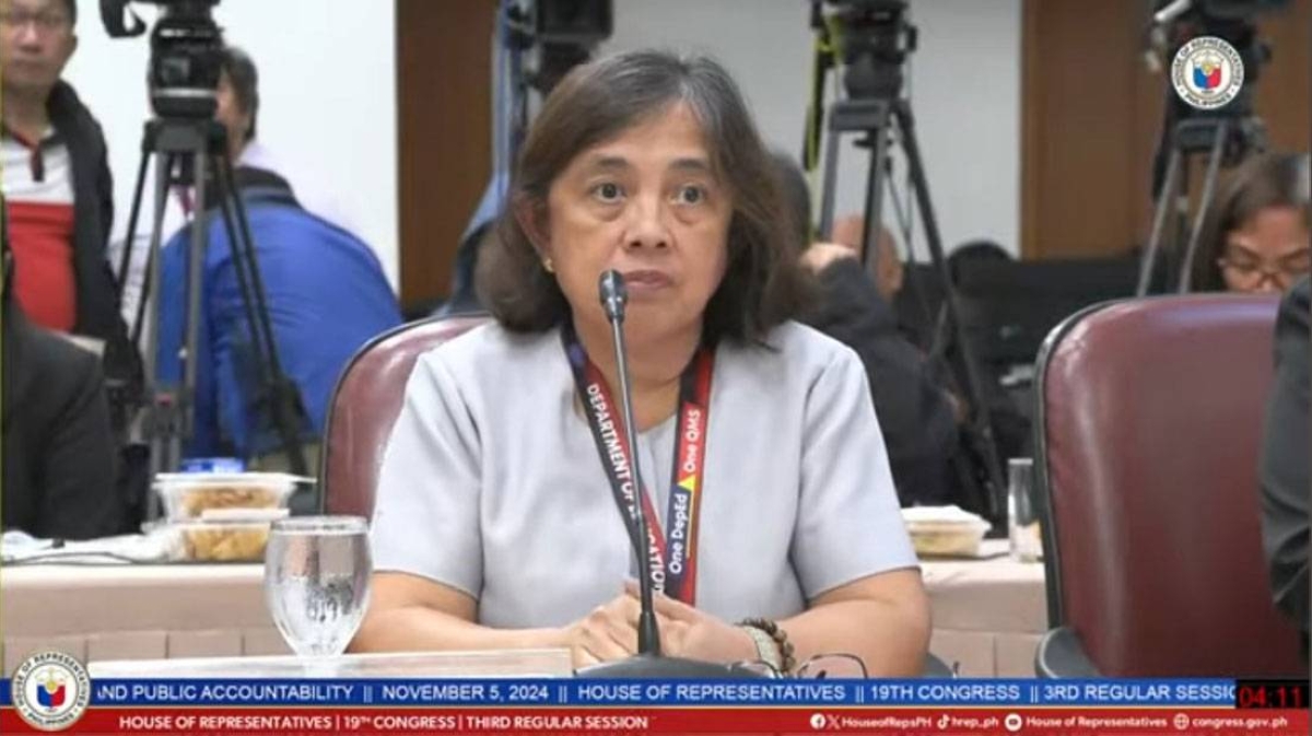 FUND PROBE Chief Accountant Ma. Rhunna Catalan of the Department of Education (DepEd) testifies during the continuation on Nov. 5, 2024 of the House of Representatives' Committee on Good Government and Public Accountability's investigation into the fund use by the DepEd when Vice President Sara Duterte was its secretary and by the Office of the Vice President. PHOTO BY REINA TOLENTINO