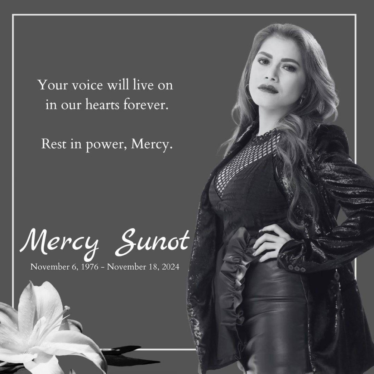 Mercy Sunot, Aegis vocalist, 48