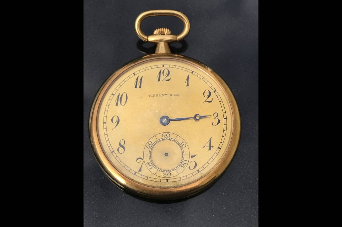 This undated photo made available by Henry Aldridge and Son shows a gold pocket watch that was given to Capt. Arthur Rostron, captain of RMS Carpathia that rescued 700 survivors of the Titanic. The watch sold at auction on Saturday Nov. 16, 2024 for nearly $2 million. (Andrew Aldridge/Henry Aldridge and Son via AP)