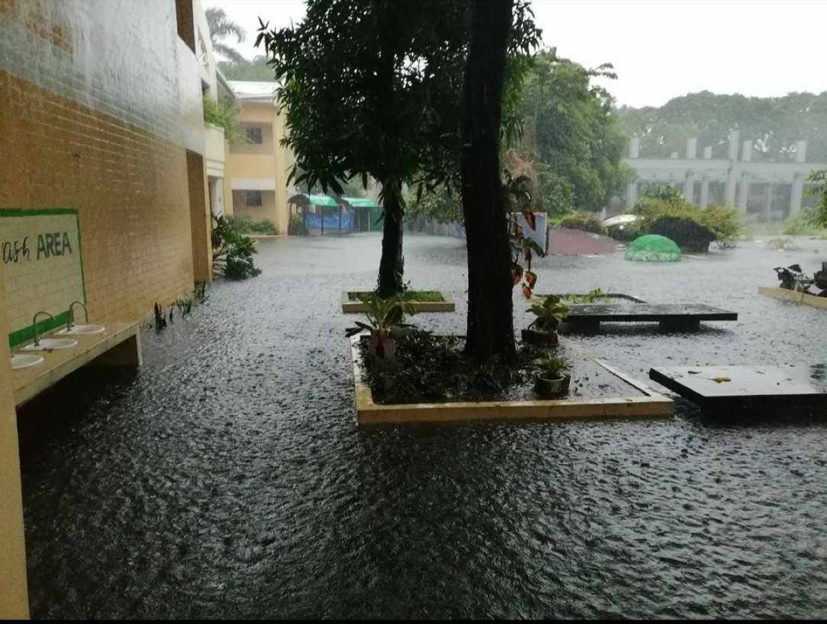 A flooded public school campus in Manila. CONTRIBUTED PHOTO 