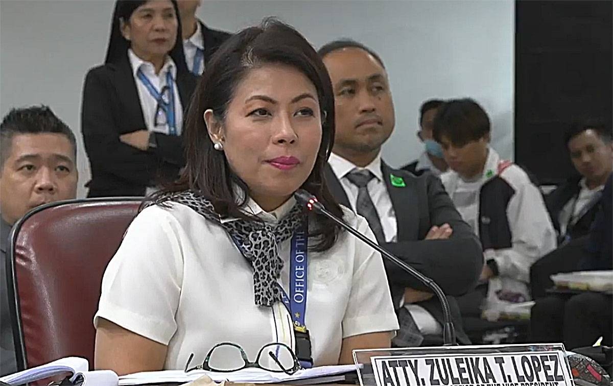 Vice President (OVP) Undersecretary Zuleika Lopez. Screengrab from House of Representatives Hearing.