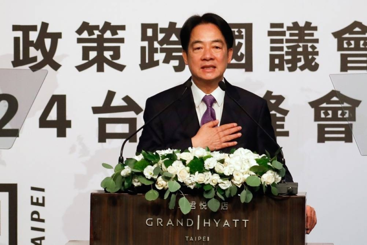 IRRITATING BEIJING Taiwan’s leader Lai Ching-te delivers a speech at the Inter-Parliamentary Alliance on China summit in the capital Taipei on July 30, 2024. EPA PHOTO