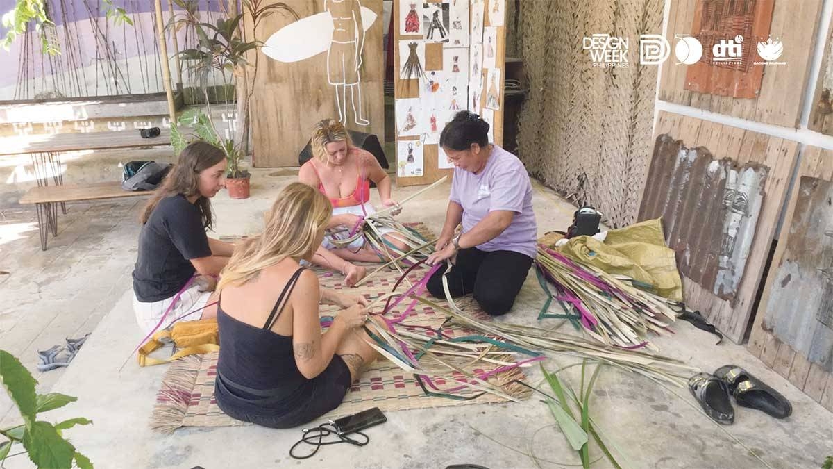 Local weaving class in Siargao during Design Week.