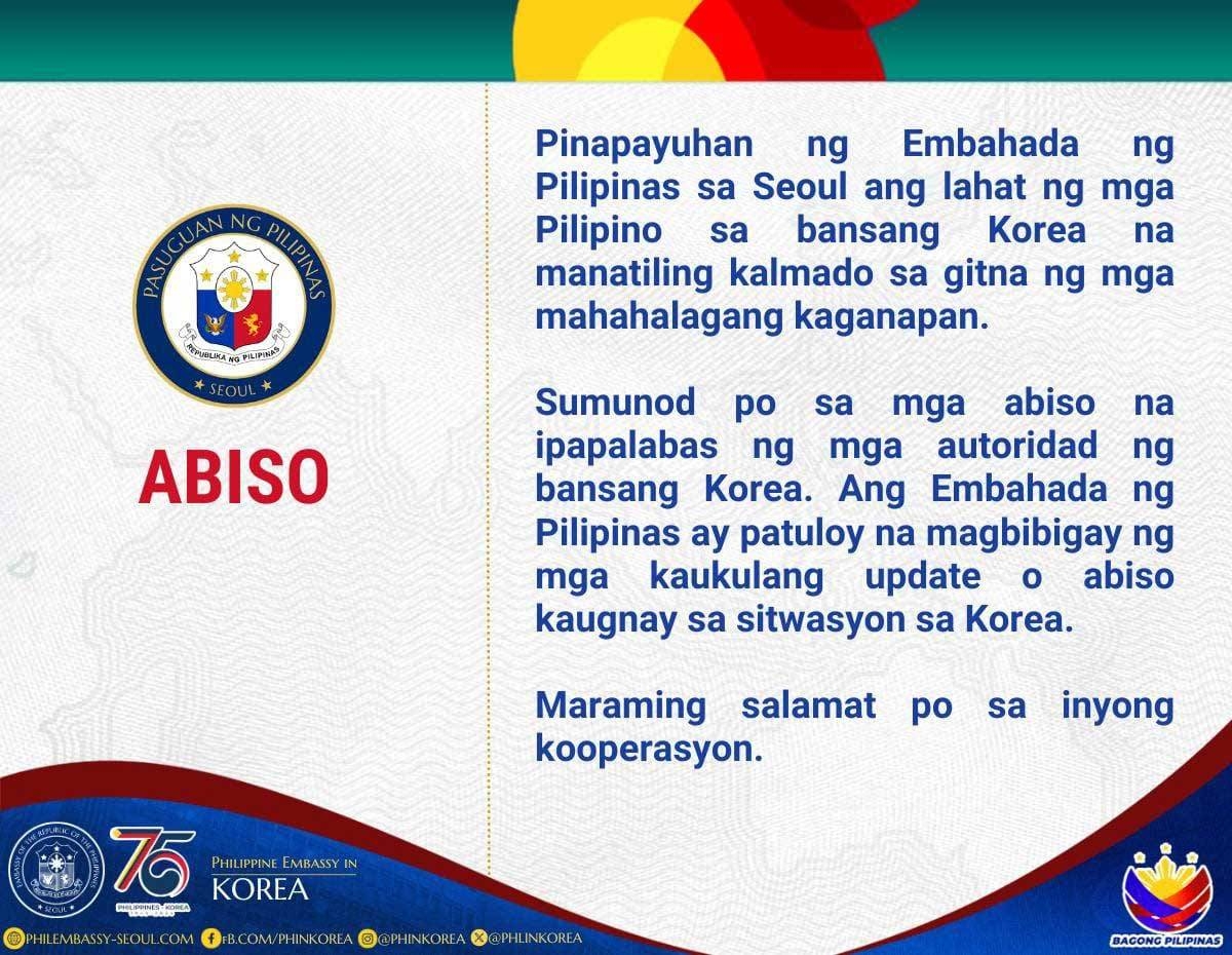 In Seoul, Filipinos told to stay calm