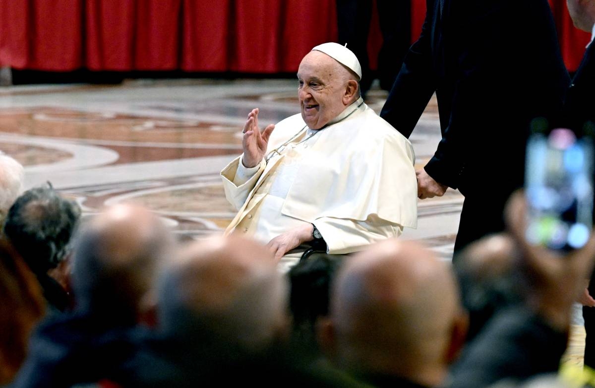 Pope Francis takes part in an audience to the pilgrims of Santiago de Compostela in Saint Peter's Basilica at the Vatican on December 19, 2024. (Photo by Tiziana FABI / AFP)