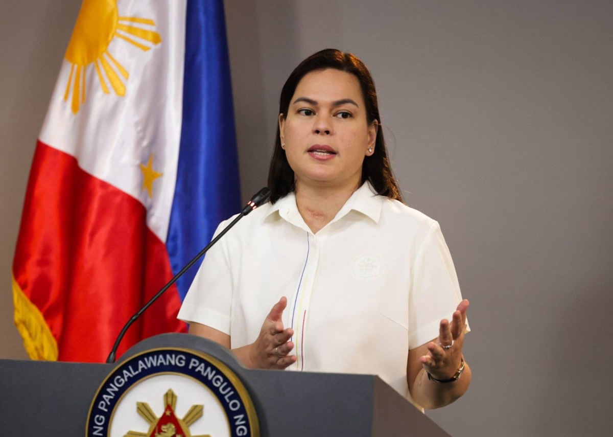 Vice President Sara Duterte speaks to the media at her office in Mandaluyong City on Dec. 11 2024. Duterte explains her no-show at the National Bureau of Investigation in Pasay that subpoenaed her over her alleged 'kill' threats against President Ferdinand Marcos Jr., first lady Liza Marcos and Speaker Martin Romualdez. PHOTOS BY JOHN ORVEN VERDOTE 