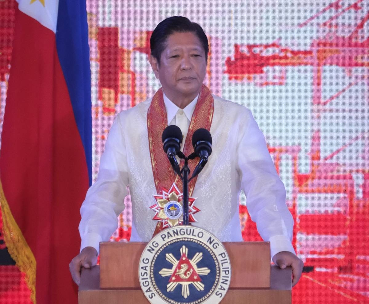 President Ferdinand Marcos Jr. speaks at the 123rd founding anniversary of the Bureau of Customs at the Philippine International Convention Center on Feb. 7, 2025. PHOTOS BY J. GERARD SEGUIA