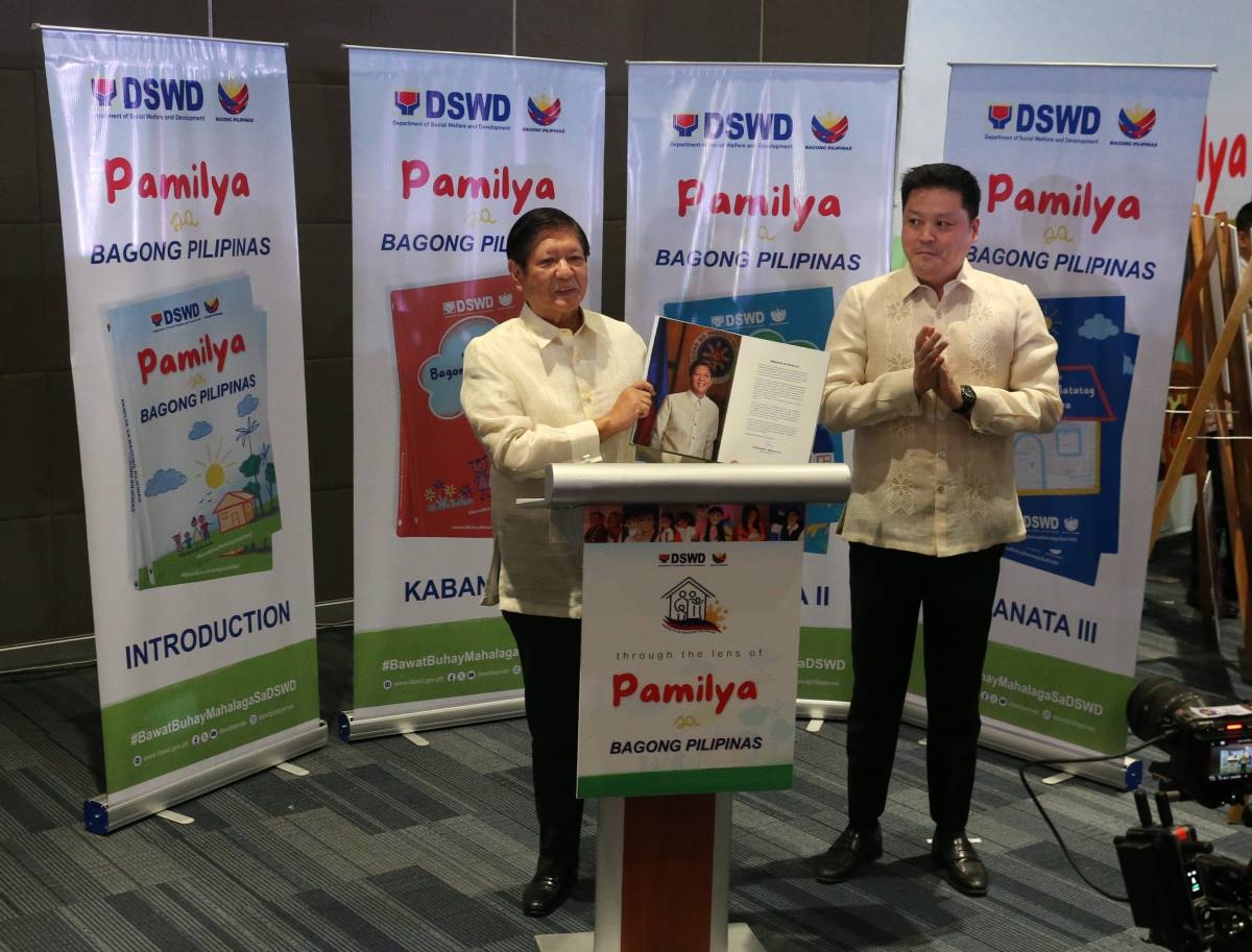 President Ferdinand Marcos Jr. speaks at the 74th anniversary of the Department of Social Welfare and Development (DSWD)at the SMX Convention Center, in Pasay on Feb. 18, 2025. PHOTOS BY RENE H. DILAN