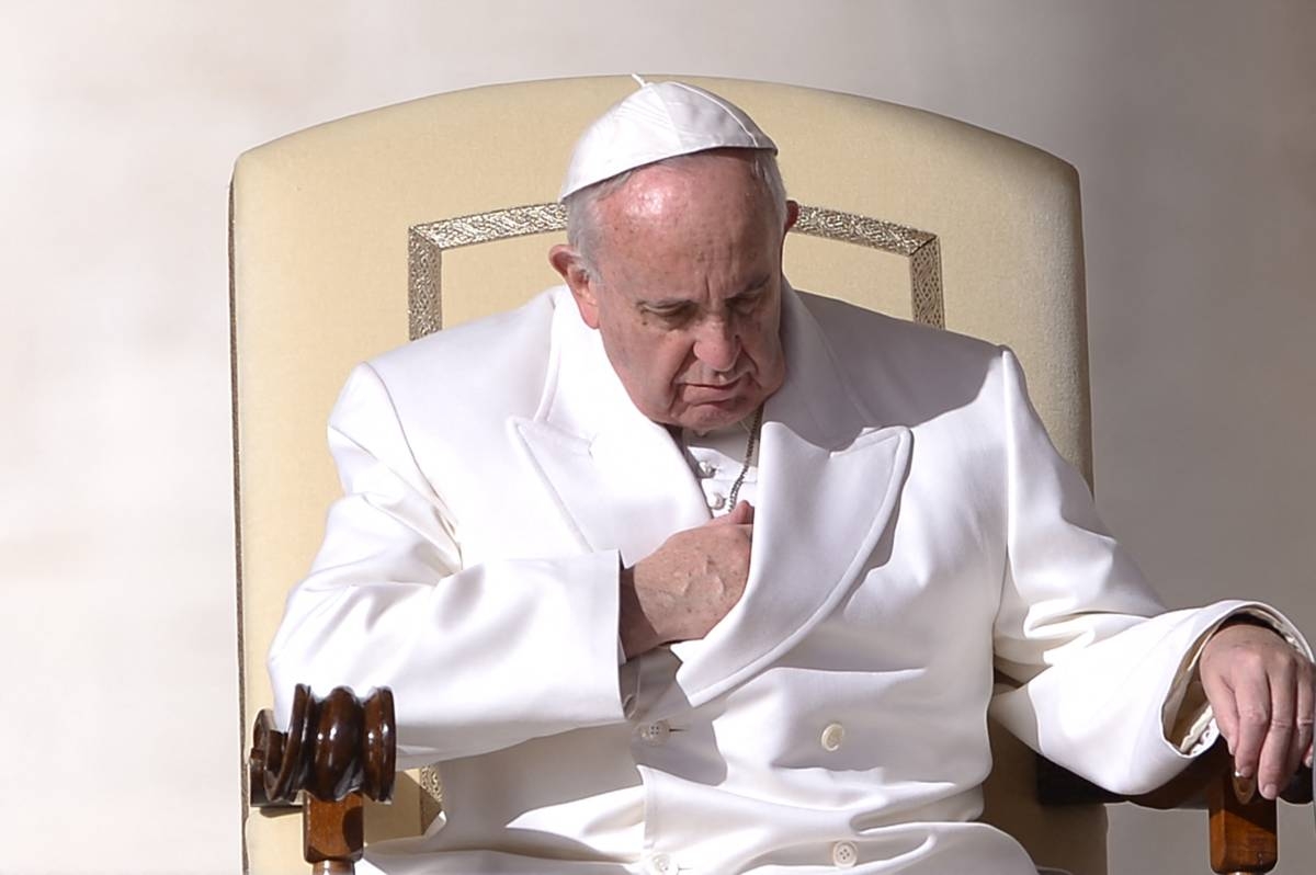 Pope Francis gives his weekly general audience on February 10, 2016 at St Peter's square in Vatican. Pope Francis's condition "continues to be critical," the Vatican said on February 22, 2025, explaining that he was alert and in his armchair but also required "high-flow oxygen" and blood transfusions. AFP PHOTO