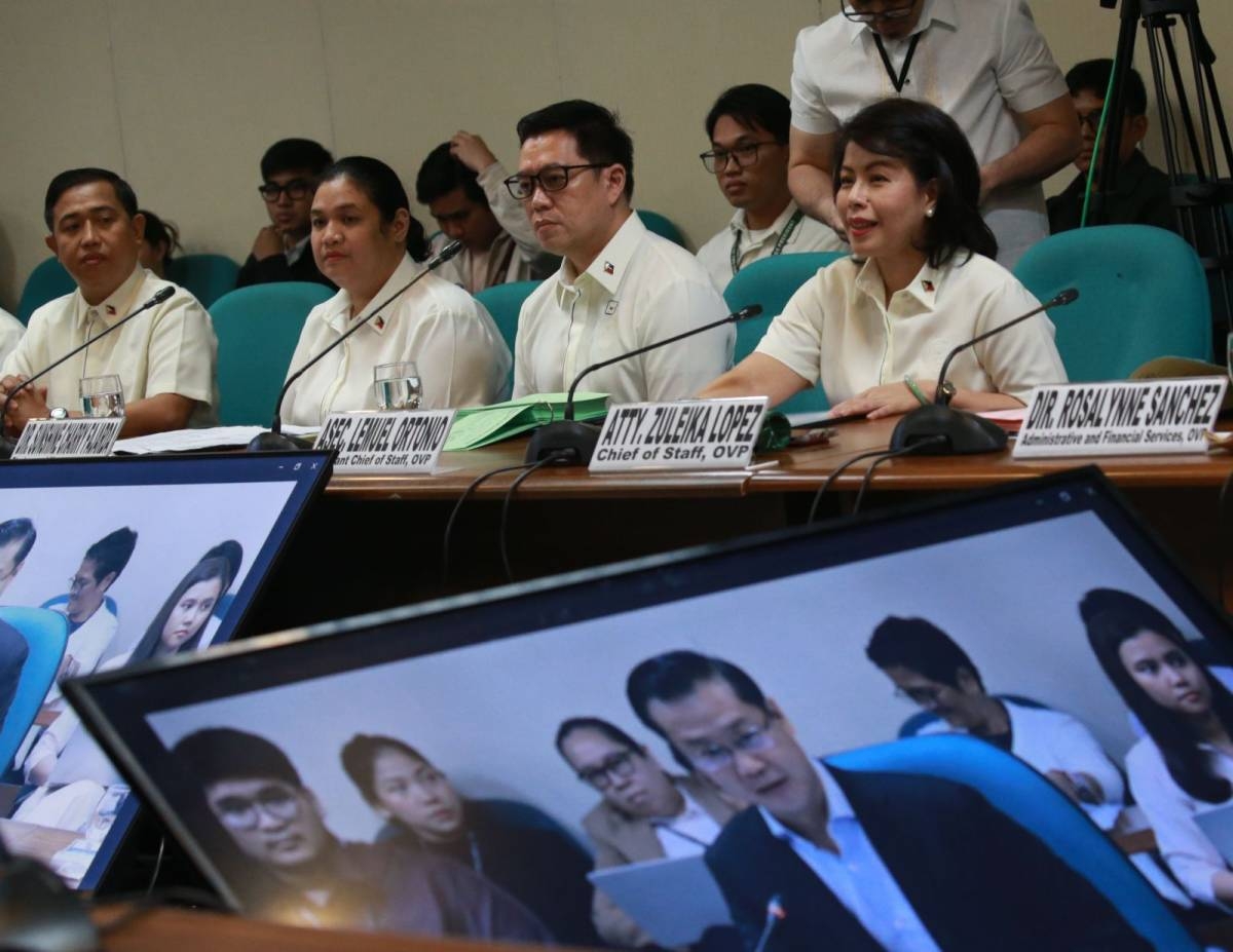 Senate President Sherwin Gatchalian presses Vice President Sara Duterte's Chief of Staff Zuleika Lopez to explain the vice president’s absence during her office's budget deliberations on Oct. 20, 2026. Lopez said that Duterte was in Davao City representing former president Rodrigo Duterte at an enshrinement ceremony. Gatchalian stressed that the vice president traditionally appears before lawmakers to defend her office’s proposed budget. The exchange comes amid heightened political tensions surrounding Duterte’s impeachment trial, drawing renewed attention to the vice president's accountability and responsibility to defend her office’s proposed budget before Congress. PHOTOS BY RENE H. DILAN
