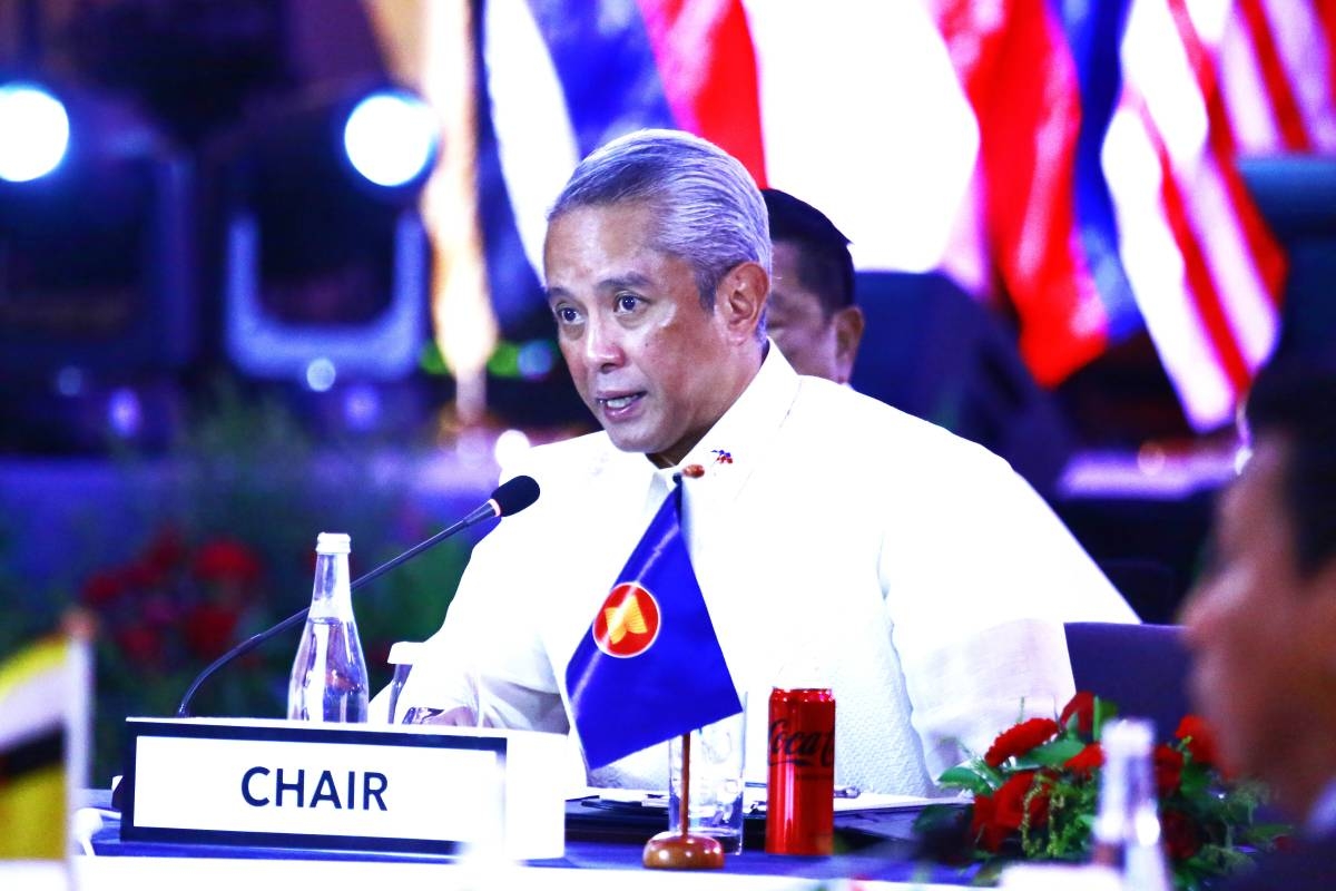 Interior and Local Government Secretary Jonvic Remulla delivers his opening remarks during the 20th Asean Ministerial Meeting on Transnational Crime held in Makati City on October 21, 2026. Remulla emphasized the urgent need to strengthen regional border management and cross-border cooperation to eliminate gaps in law enforcement. PHOTOS BY MIKE ALQUINTO