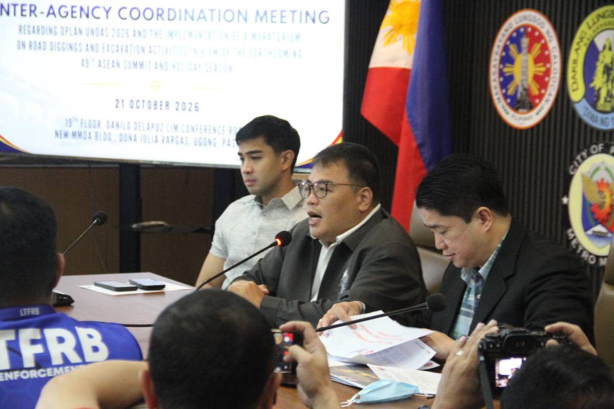 Metropolitan Manila Development Authority Chairman Don Artes led the inter-agency coordination meeting on Wednesday, October 21, 2026, in preparation for Oplan Undas 2026 and a moratorium on road digging and excavation activities ahead of the 49th ASEAN Summit. The meeting, held at the MMDA Building in Pasig City, focused on coordinating government agencies to support traffic management and road conditions. PHOTOS BY ISMAEL DE JUAN
