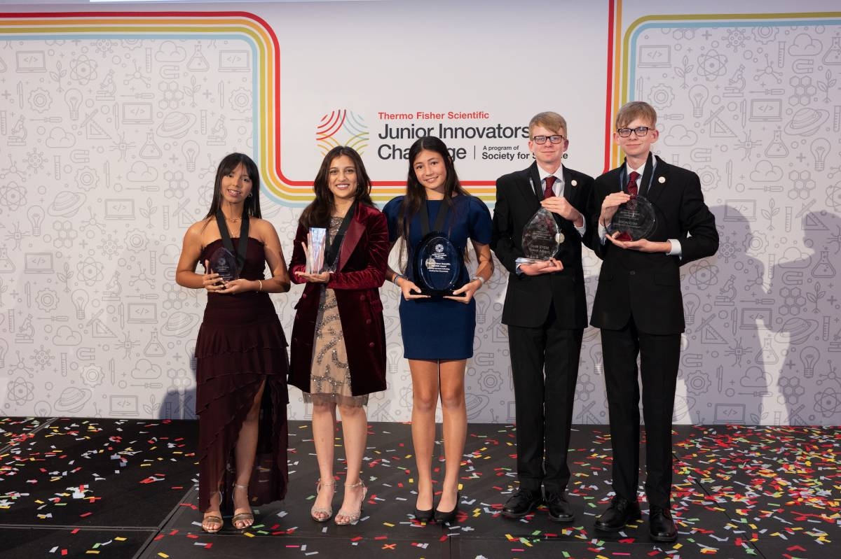 The top winners of the 2026 Thermo Fisher Scientific Junior Innovators Challenge, featuring Bailey Quinn Frank.
