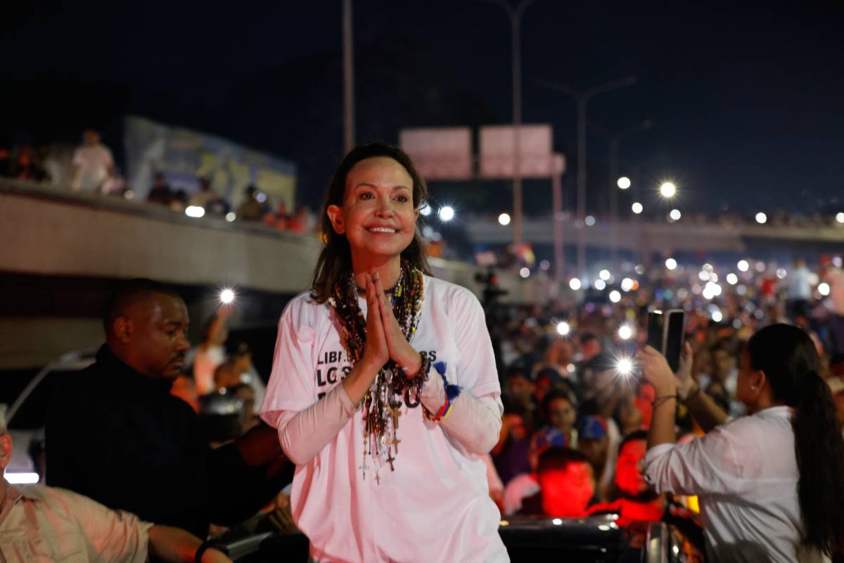 Venezuelan opposition leader and Nobel Peace Prize laureate Maria Corina Machado arrives in Caracas following her return to the country after months abroad, Sunday, Oct. 25, 2026.(AP Photo/Pedro Mattey)