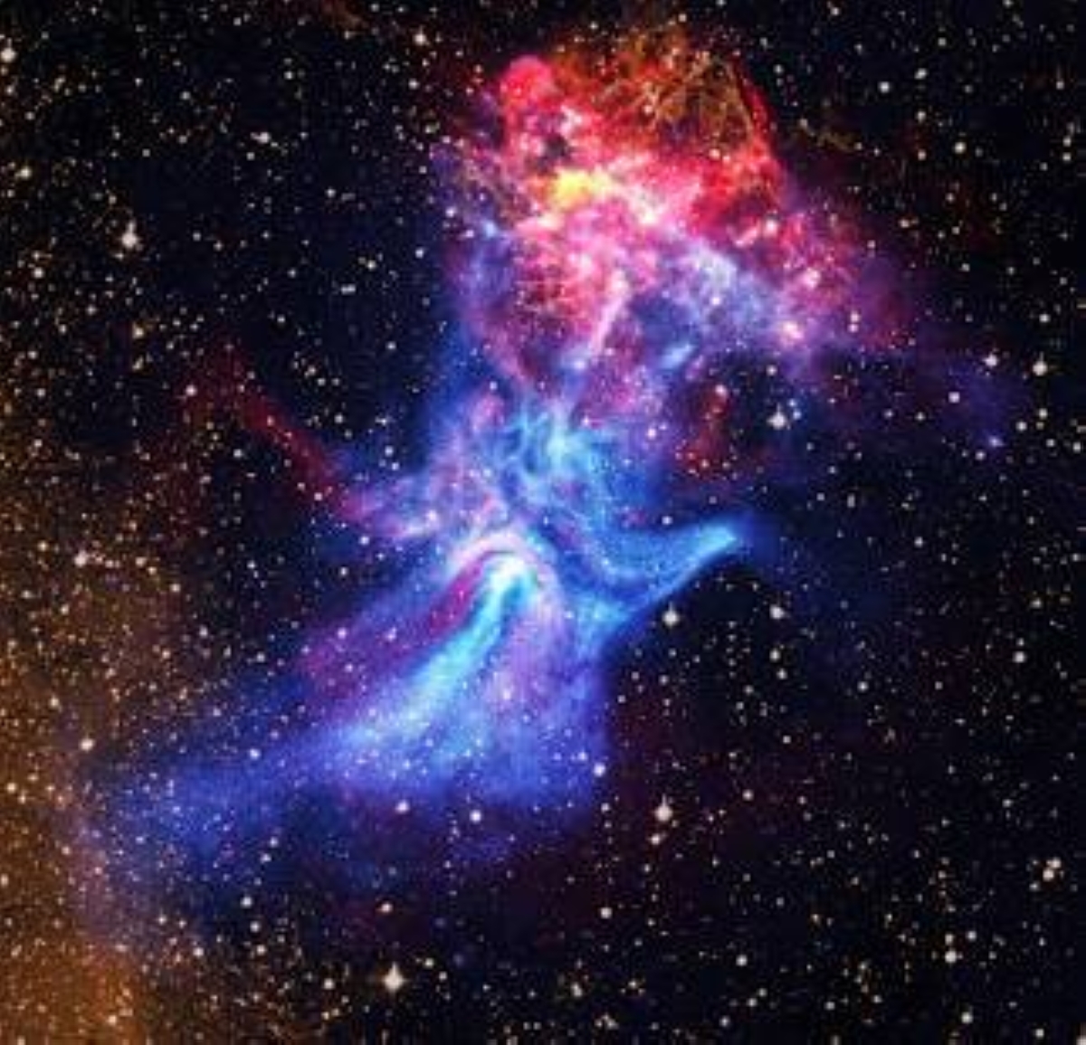 GAS HAND Chandra X-ray Observatory and the Imaging X-ray Polarimetry Explorer (IXPE) captures the pulsar wind nebula MSH 15-52, which resembles a ghostly, skeletal hand reaching into a glowing gas cloud. NASA PHOTO